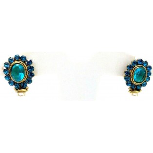 Gold Oxidized Women Earring Stud Jewelry PushBack Classy Gift Rhinestones Bead 8
